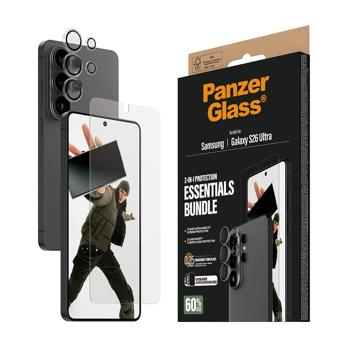 PanzerGlass® Hoops® 2-in-1 Bundle Samsung Galaxy S26 Ultra | Ultra-Wide Fit